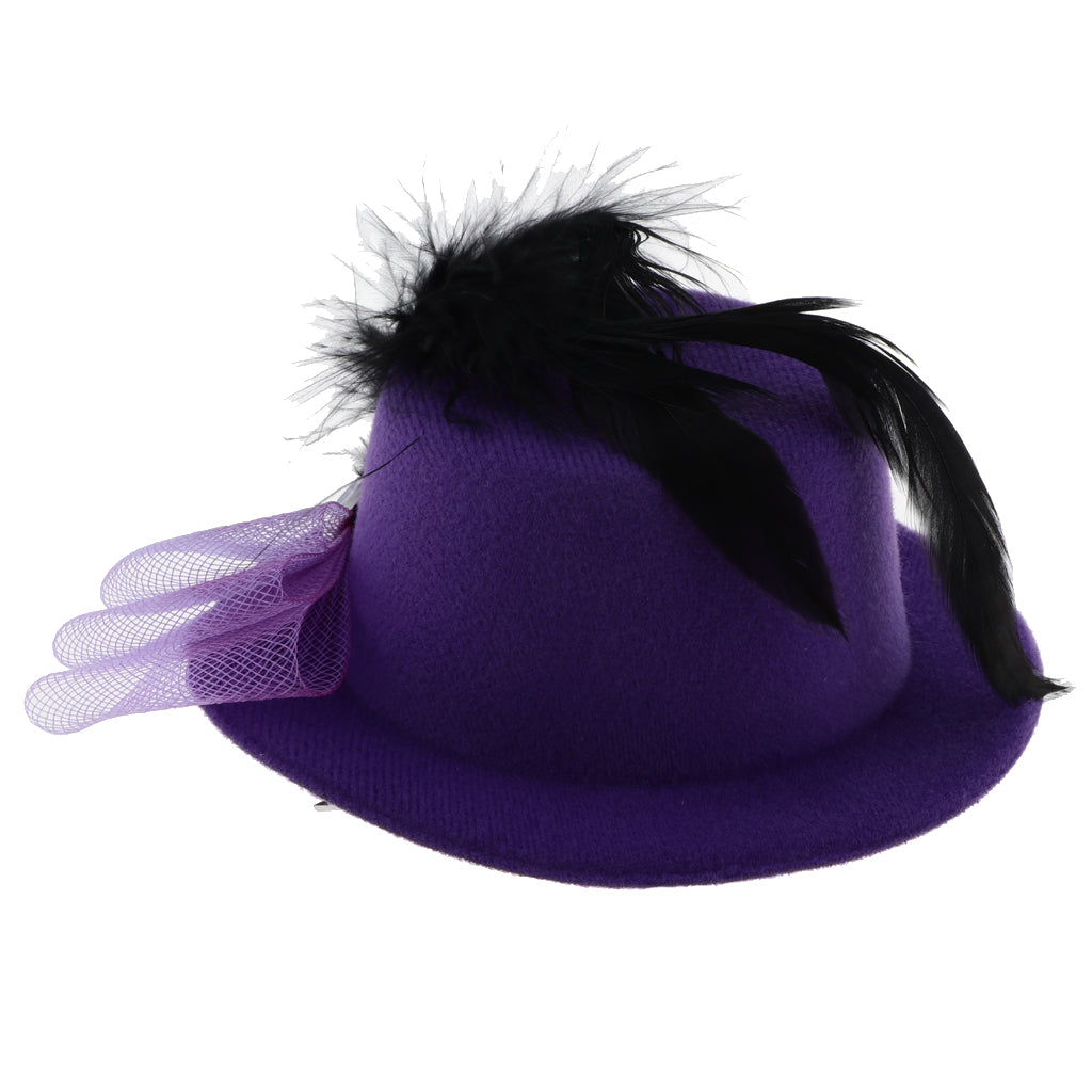 Kids Girls Hats Fascinators Baby Mini Top Hat Hair Clips Style 3-Purple