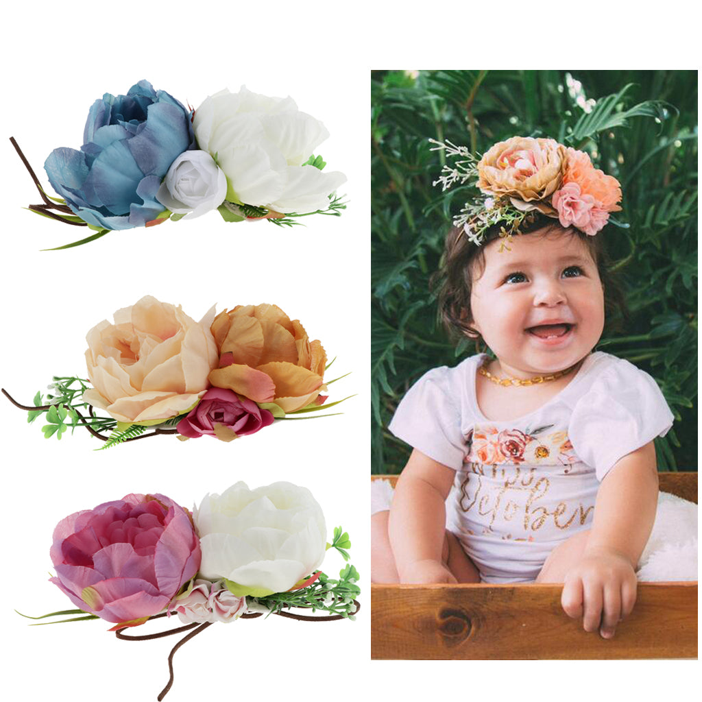 Flower Headband for Baby Girl Hair Accessories Photography Props White Purple