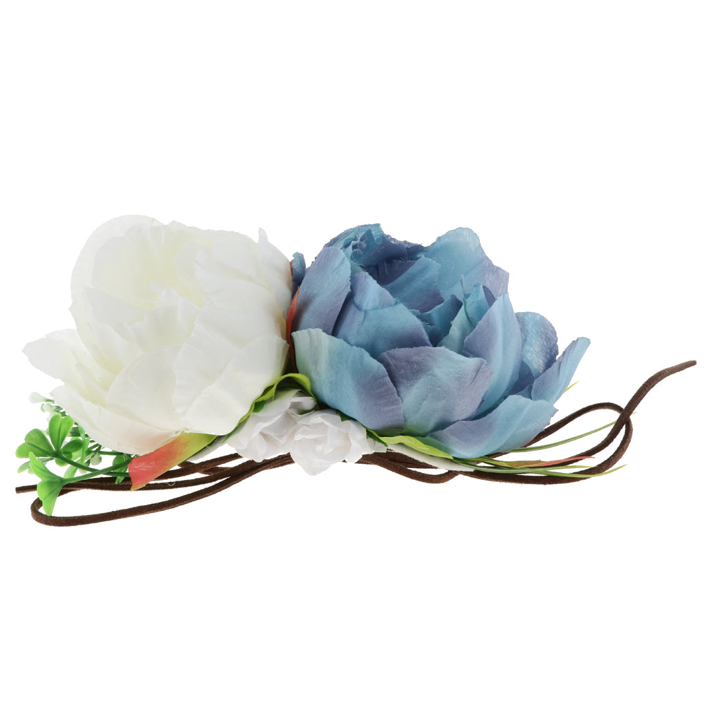 Flower Headband for Baby Girl Hair Accessories Photography Props White Blue