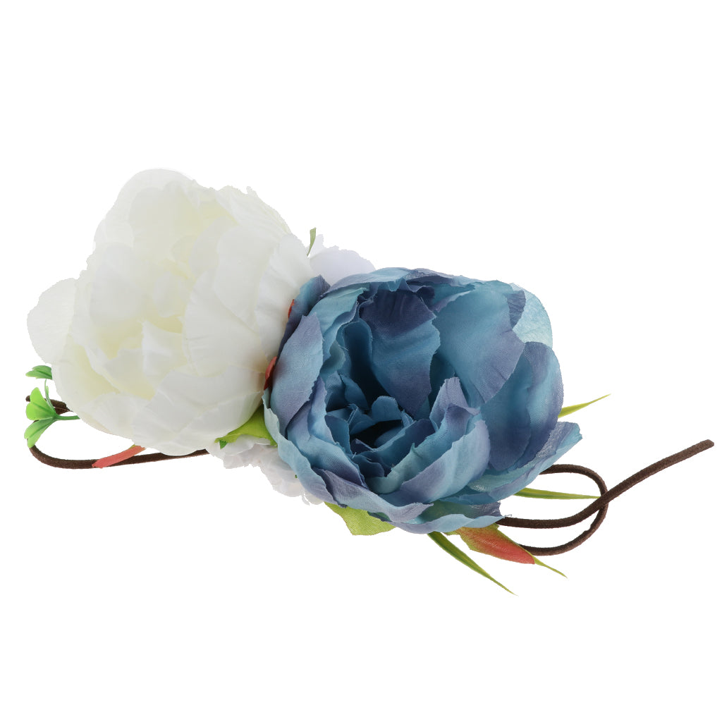 Flower Headband for Baby Girl Hair Accessories Photography Props White Blue