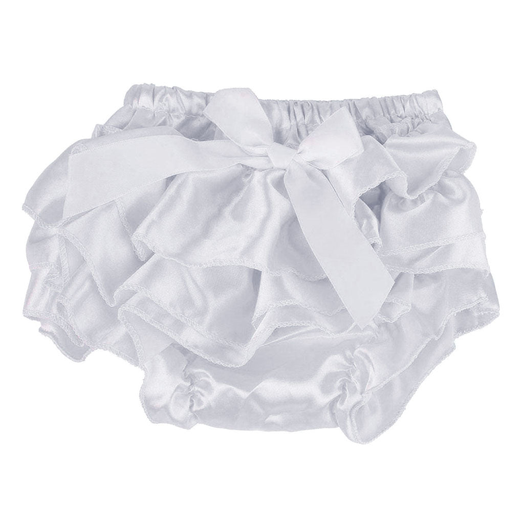 Baby Girls Soft Cotton Satin Diaper Cover Bloomers  3-6M White