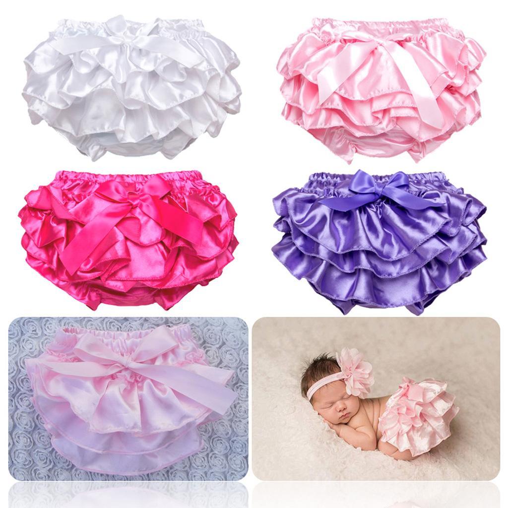 Baby Girls Soft Cotton Satin Diaper Cover Bloomers  12-24M White