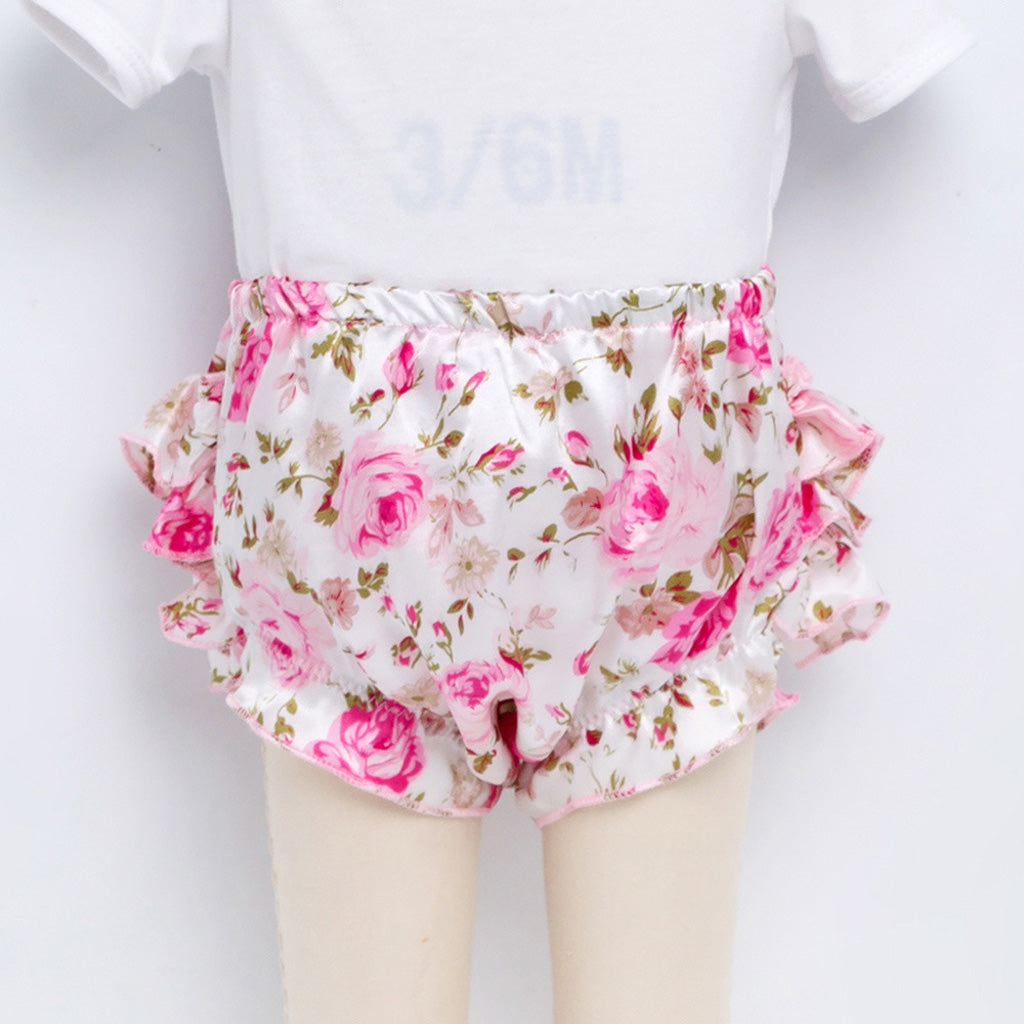 Baby Girls Soft Satin Diaper Cover Bloomers  6-12M  Rose
