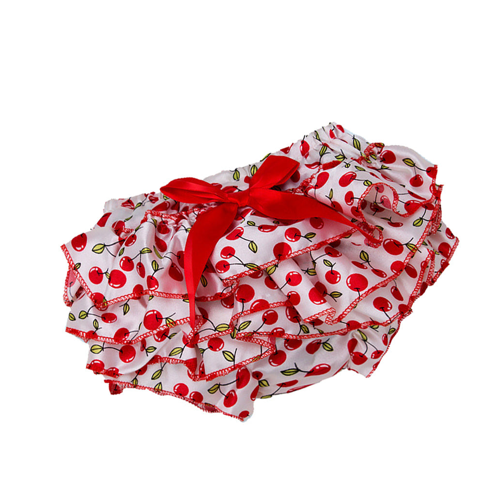 Baby Girls Soft Satin Diaper Cover Bloomers  3-6M  Cherry