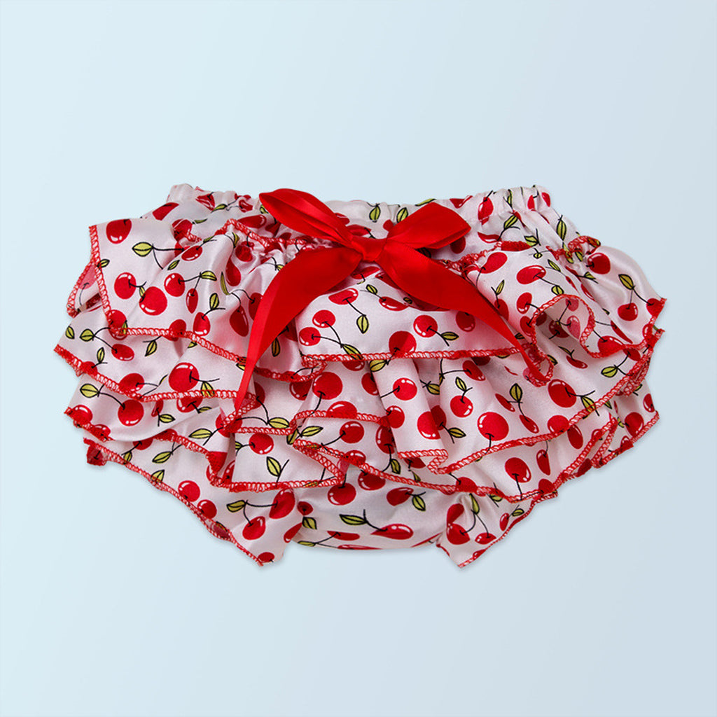Baby Girls Soft Satin Diaper Cover Bloomers  3-6M  Cherry