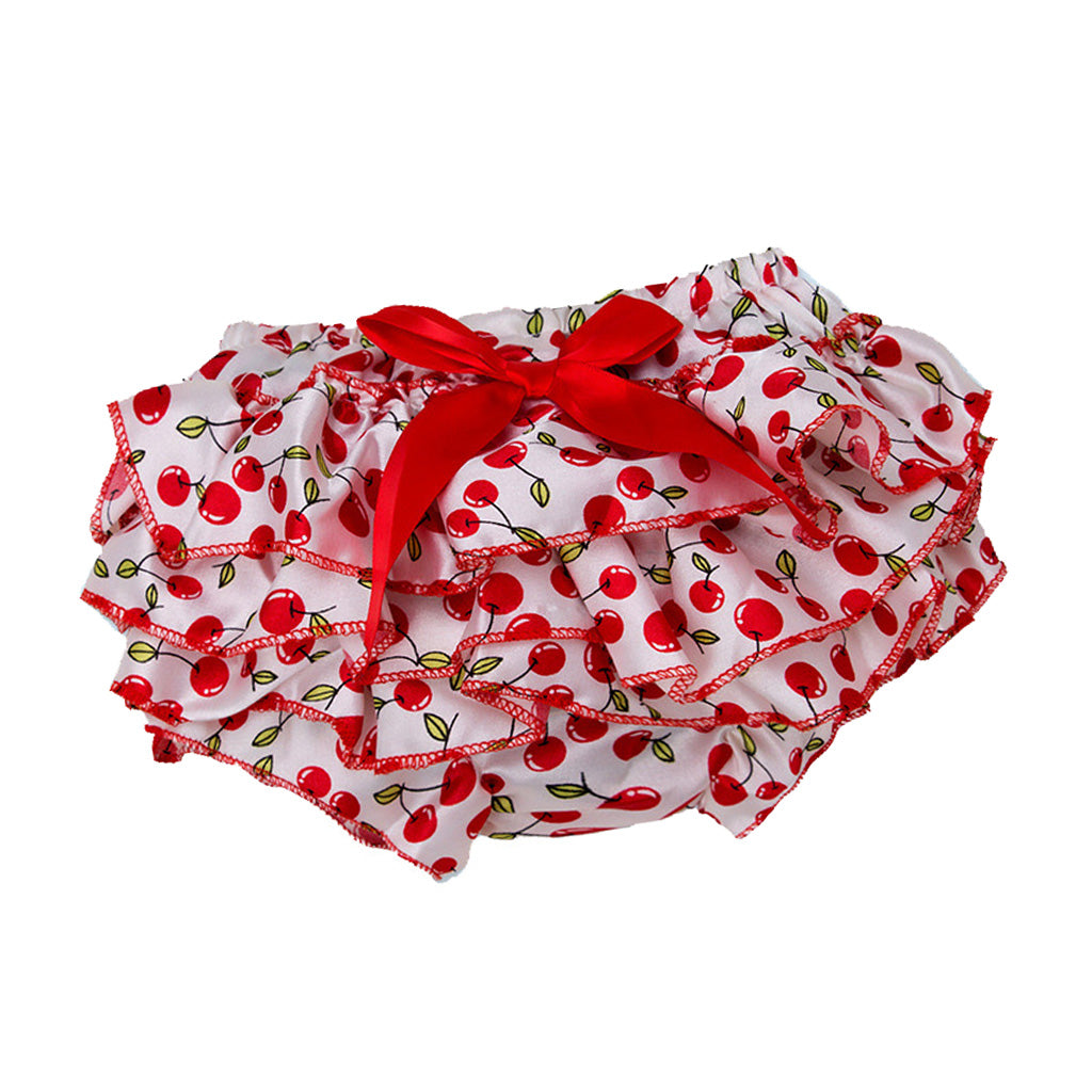Baby Girls Soft Satin Diaper Cover Bloomers  3-6M  Cherry