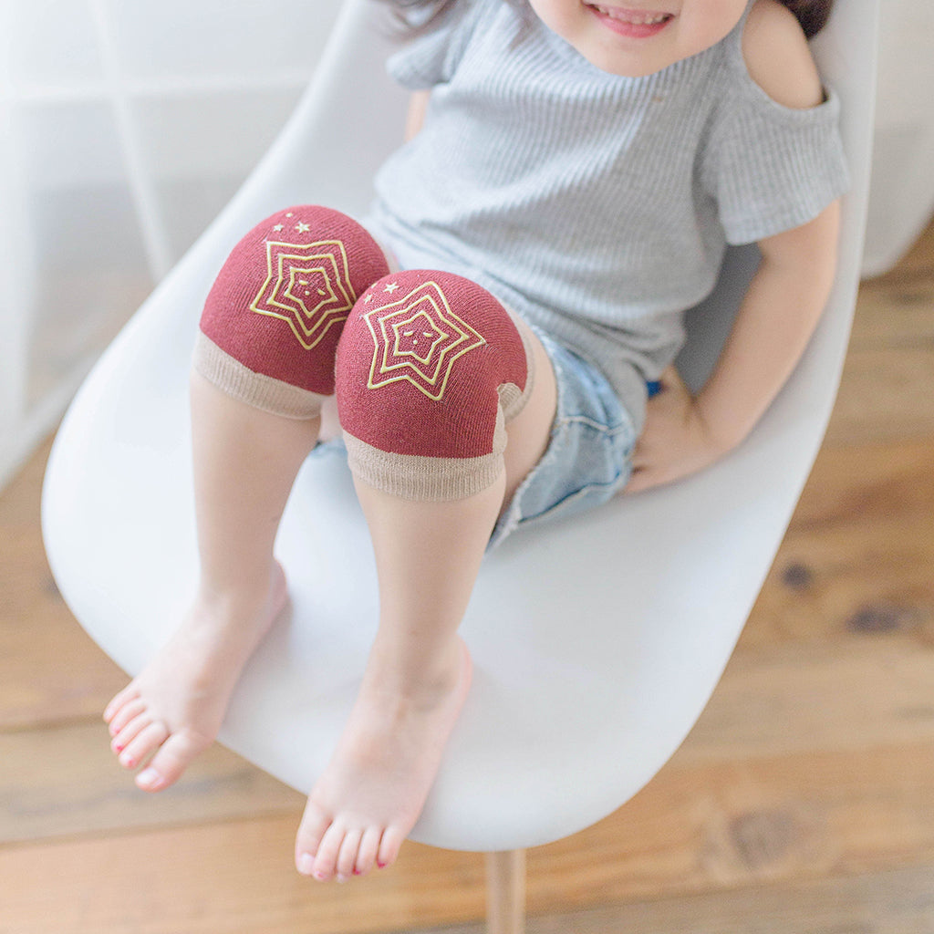 Breathable Cotton Baby Elbows Non-Slip Children's Knee Pads  Wine red
