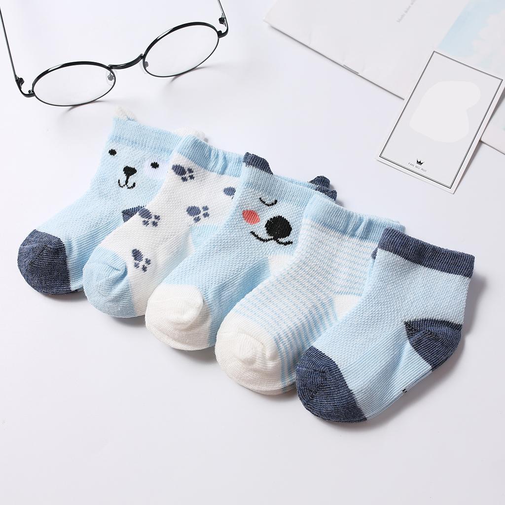 5 Pairs Baby Boy Girl Cartoon Cotton Socks Toddler Kids Soft Sock 3-5T Blue