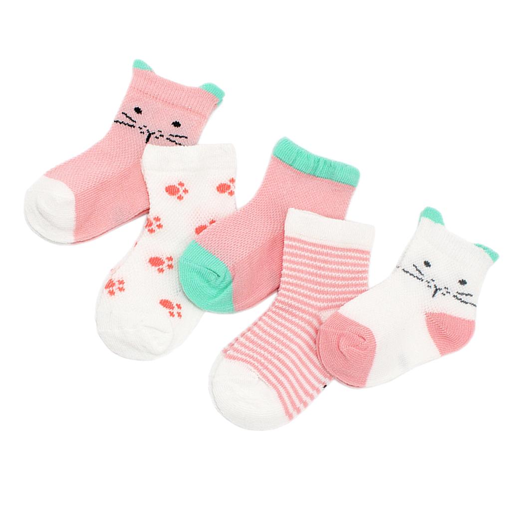 5 Pairs Baby Boy Girl Cartoon Cotton Socks Toddler Kids Soft Sock 0-1T Orange