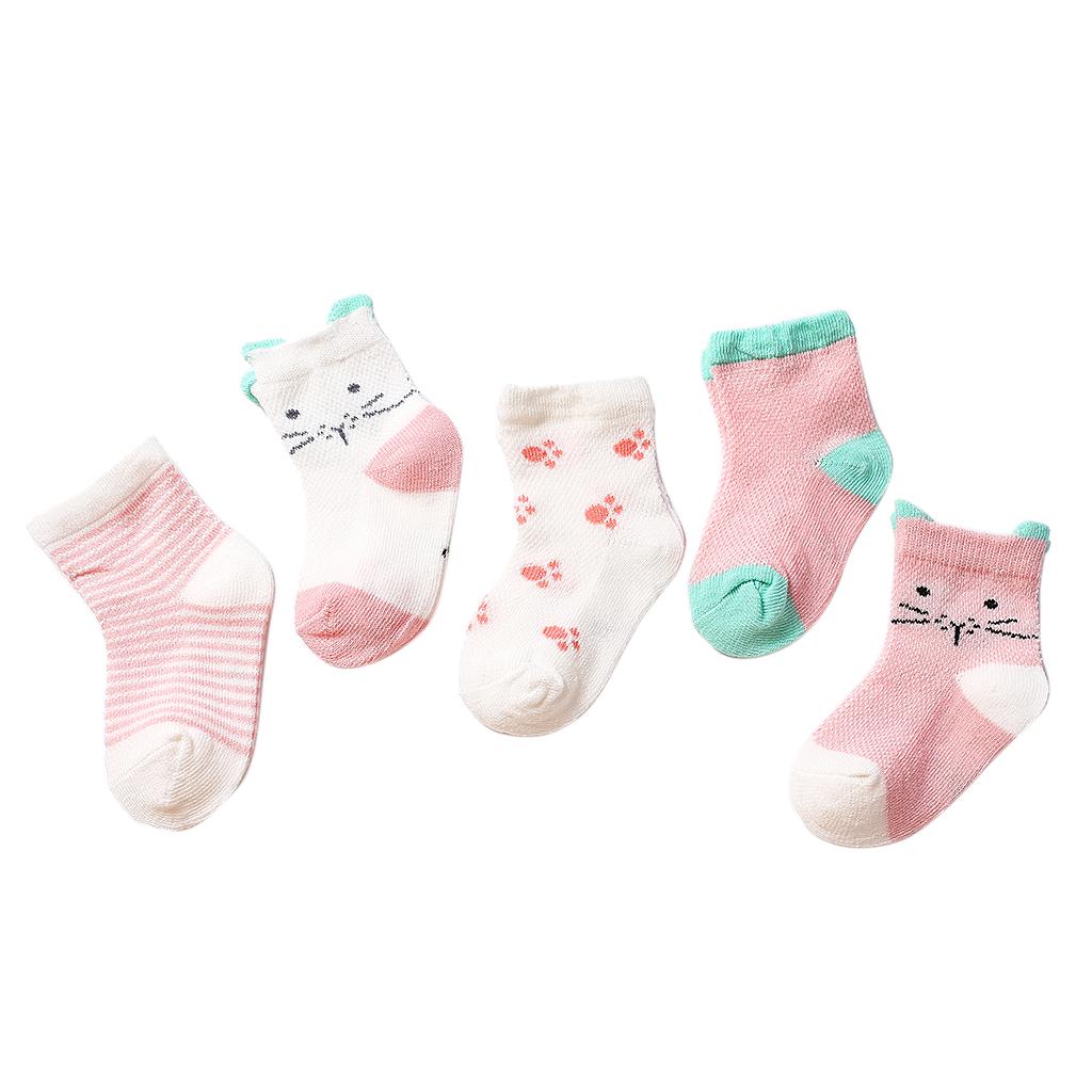 5 Pairs Baby Boy Girl Cartoon Cotton Socks Toddler Kids Soft Sock 0-1T Orange