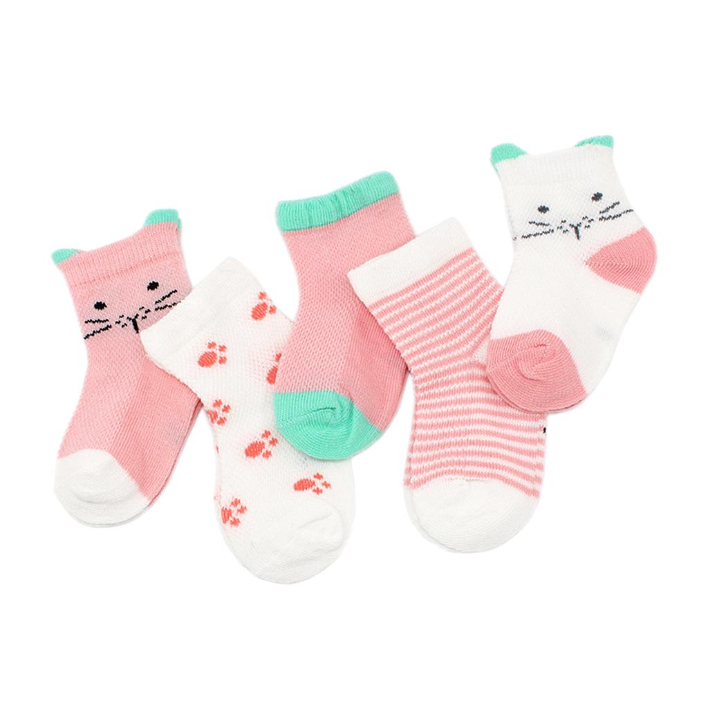 5 Pairs Baby Boy Girl Cartoon Cotton Socks Toddler Kids Soft Sock 0-1T Orange