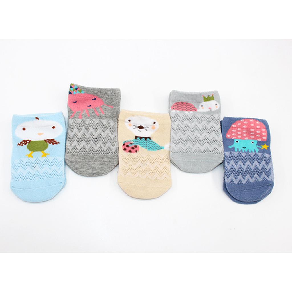 5Pairs Summer Baby Socks Cotton Casual Mesh Socks S for 0-6Months Ocean