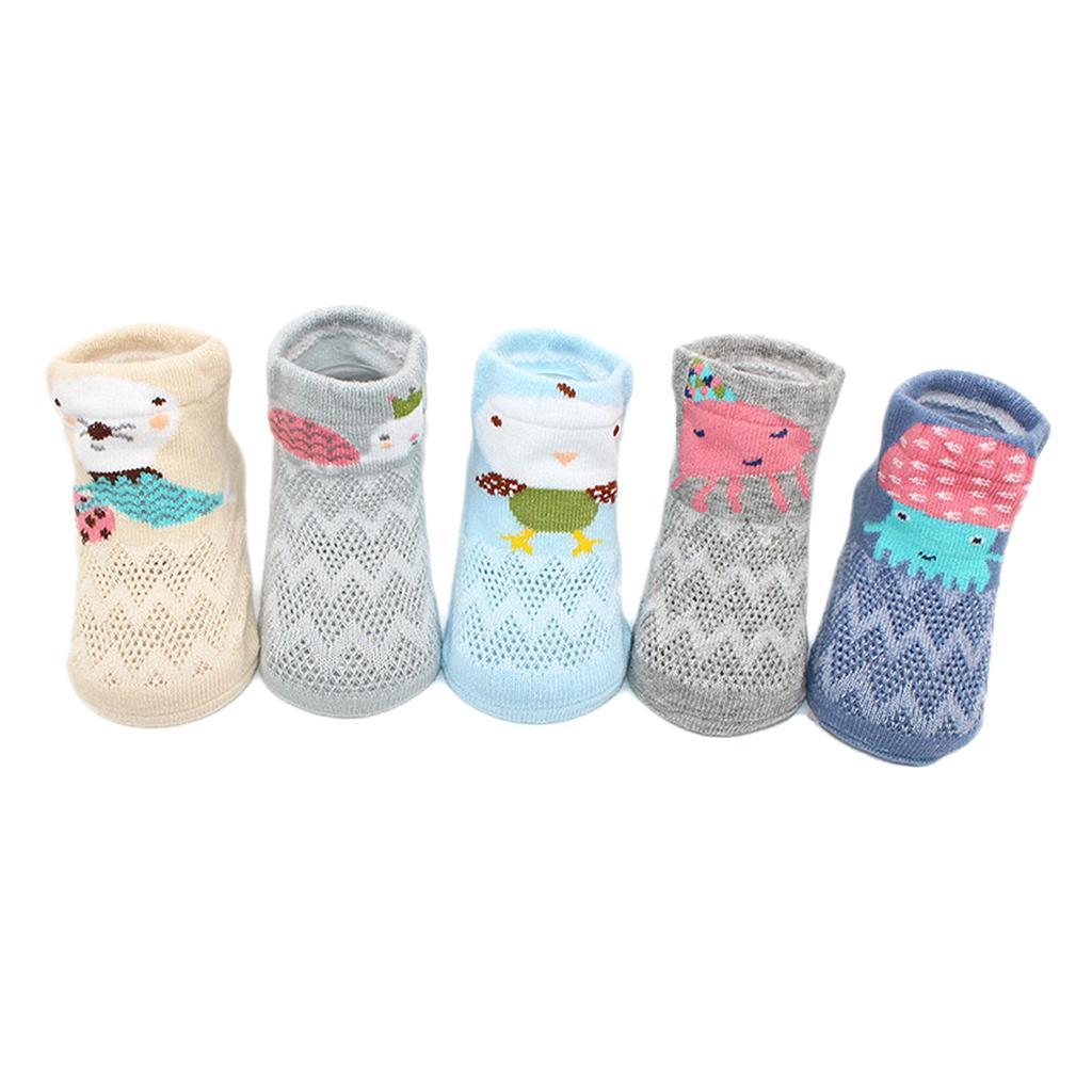 5Pairs Summer Baby Socks Cotton Casual Mesh Socks S for 0-6Months Ocean