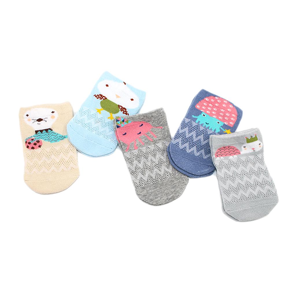 5Pairs Summer Baby Socks Cotton Casual Mesh Socks S for 0-6Months Ocean