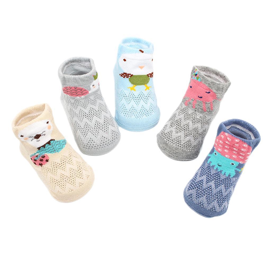 5Pairs Summer Baby Socks Cotton Casual Mesh Socks S for 0-6Months Ocean