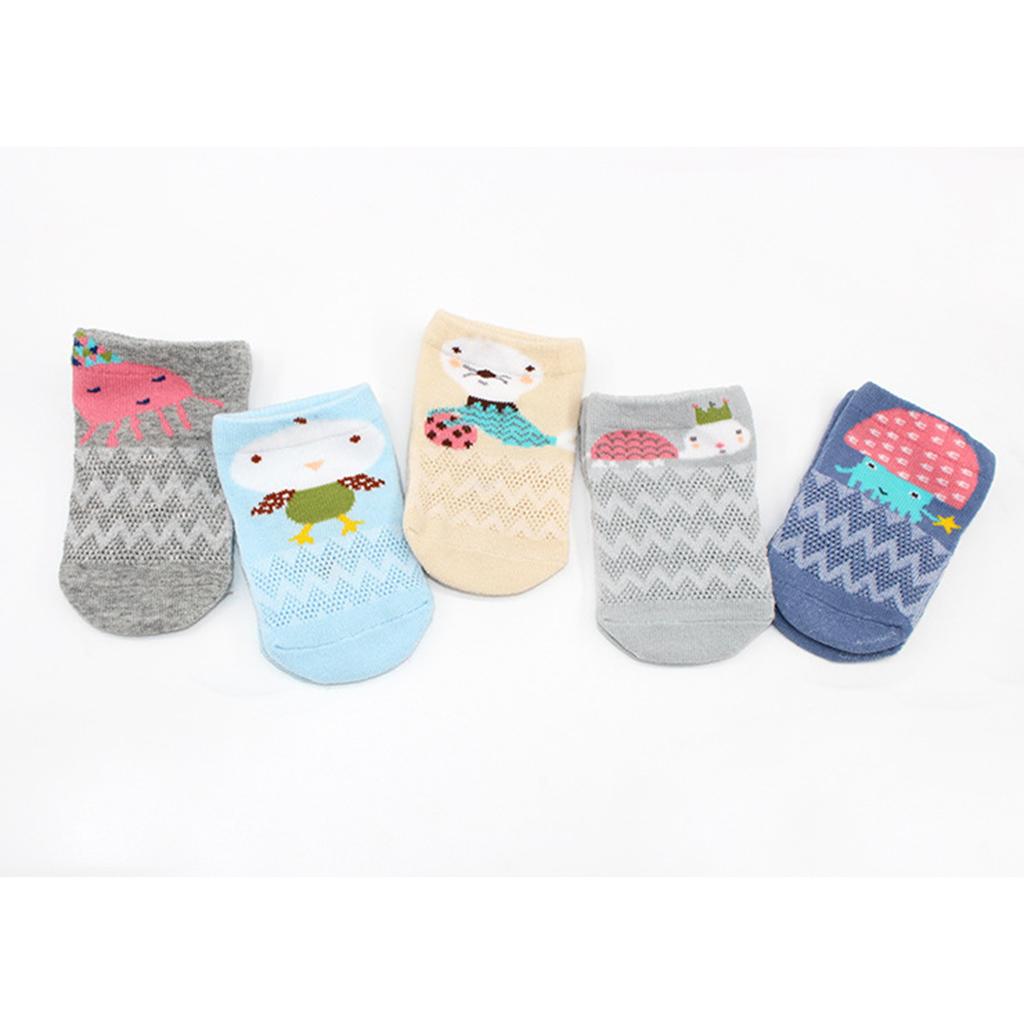 5Pairs Summer Baby Socks Cotton Casual Mesh Socks S for 0-6Months Ocean