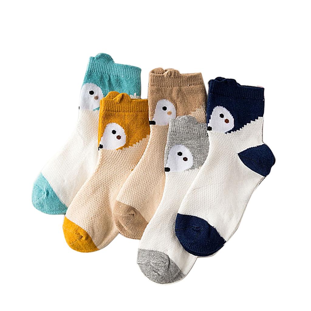 5 Pairs Of Cartoon Little Fox Breathable Mesh Baby Socks L 3-5 years old
