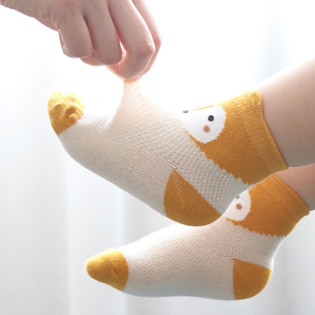 5 Pairs Of Cartoon Little Fox Breathable Mesh Baby Socks L 3-5 years old