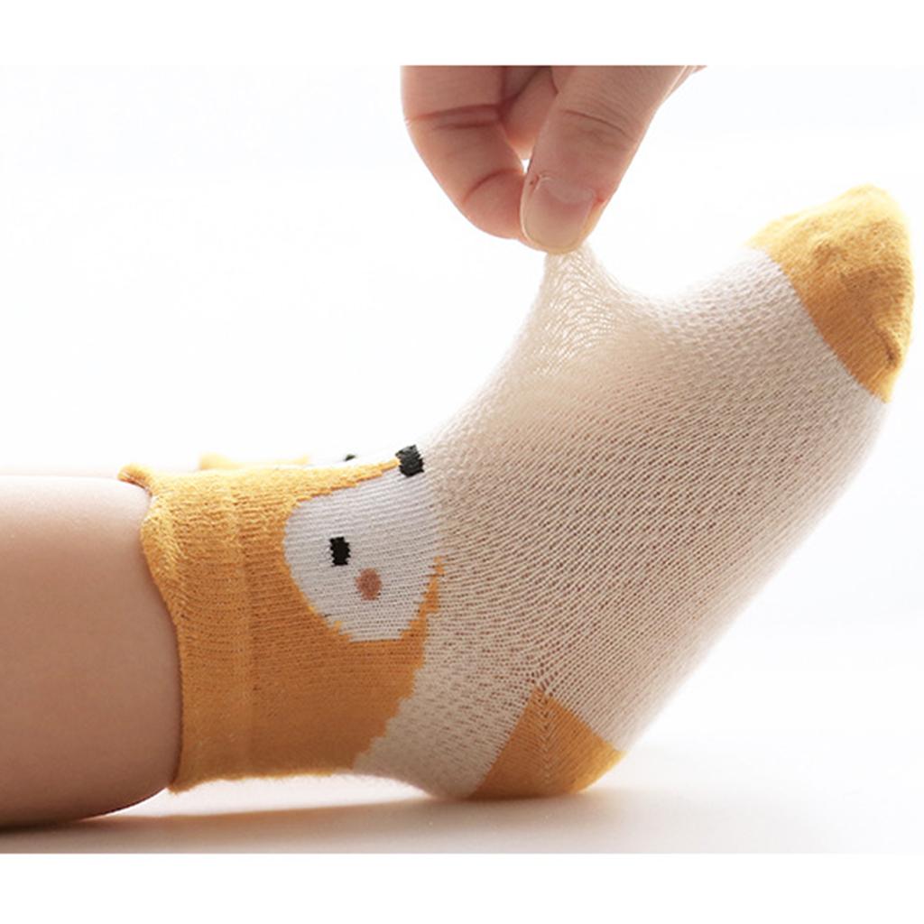 5 Pairs Of Cartoon Little Fox Breathable Mesh Baby Socks L 3-5 years old