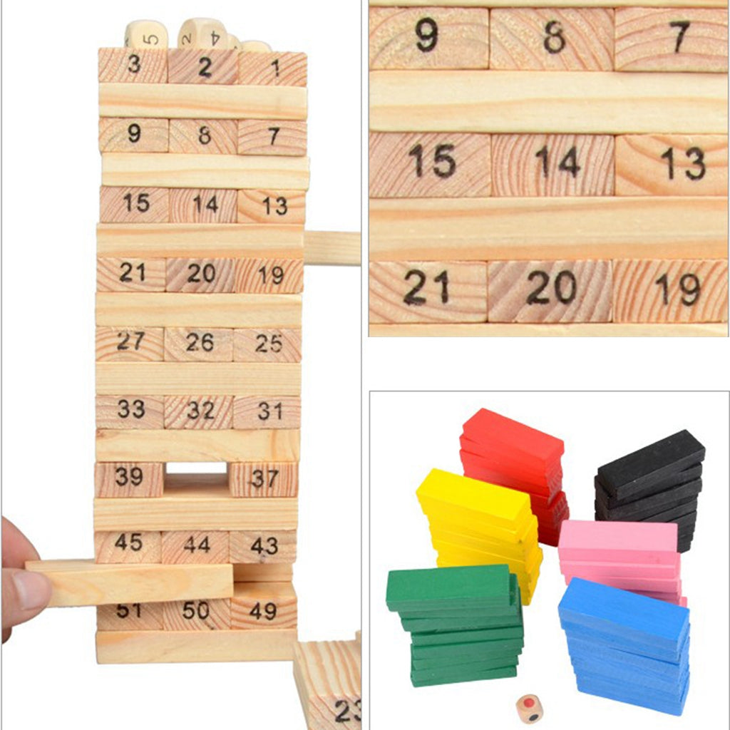 Wooden Stacking Board Games Building Blocks for Kids  Number