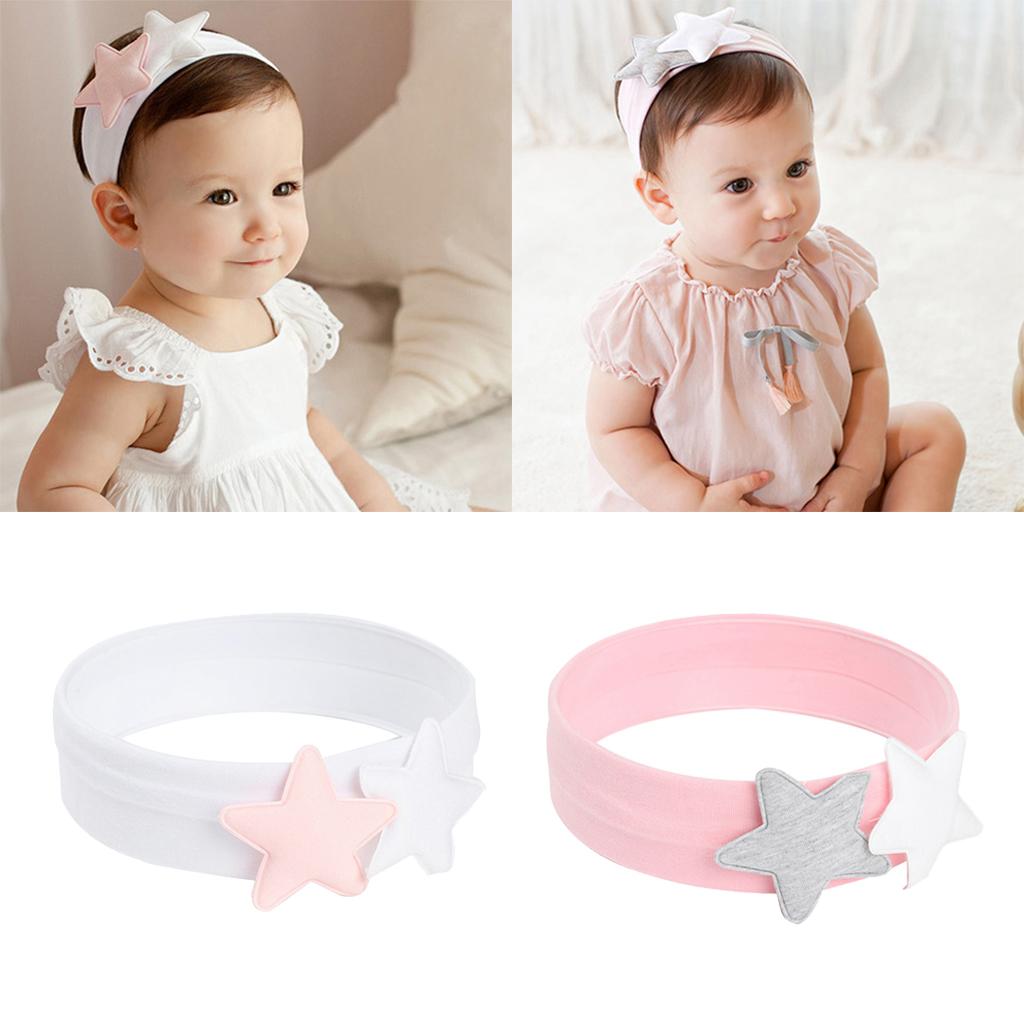 Cute Newborn Baby Toddlers Kids Cartoon Double Pentagram Hair Band Pink