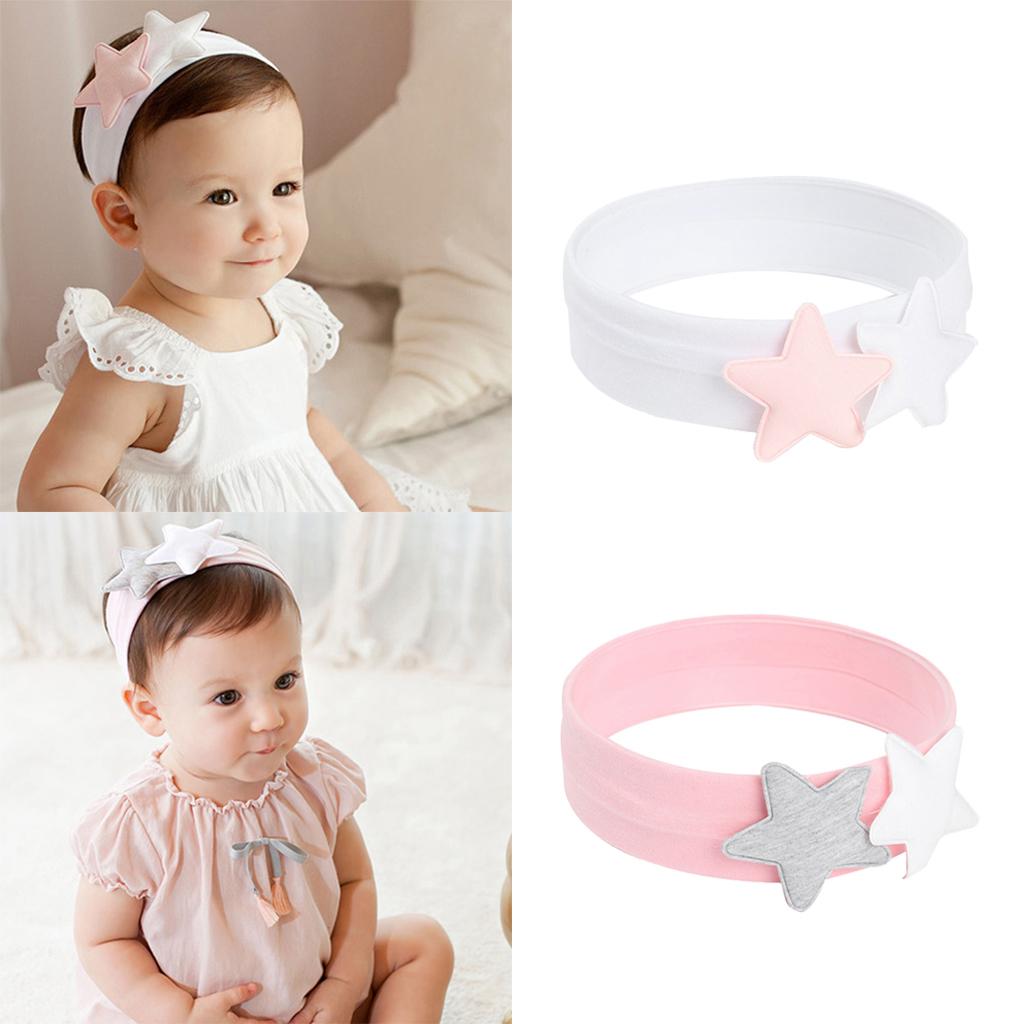 Cute Newborn Baby Toddlers Kids Cartoon Double Pentagram Hair Band Pink