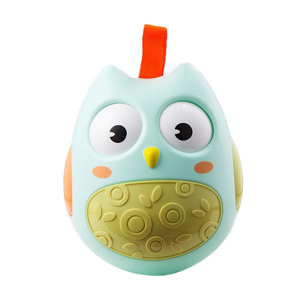 Kids Tumbler Toys Hanging Owl Rattle Baby Roly Poly Rolling Eyes Toys Green