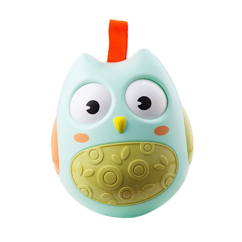 Kids Tumbler Toys Hanging Owl Rattle Baby Roly Poly Rolling Eyes Toys Green