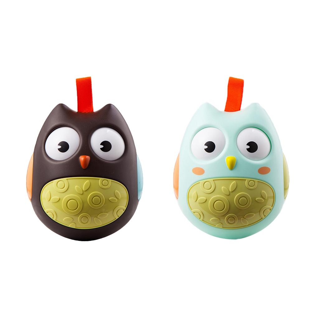 Kids Tumbler Toys Hanging Owl Rattle Baby Roly Poly Rolling Eyes Toys Green