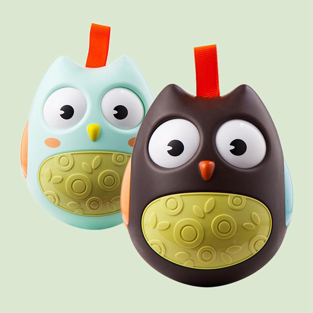 Kids Tumbler Toys Hanging Owl Rattle Baby Roly Poly Rolling Eyes Toys Green