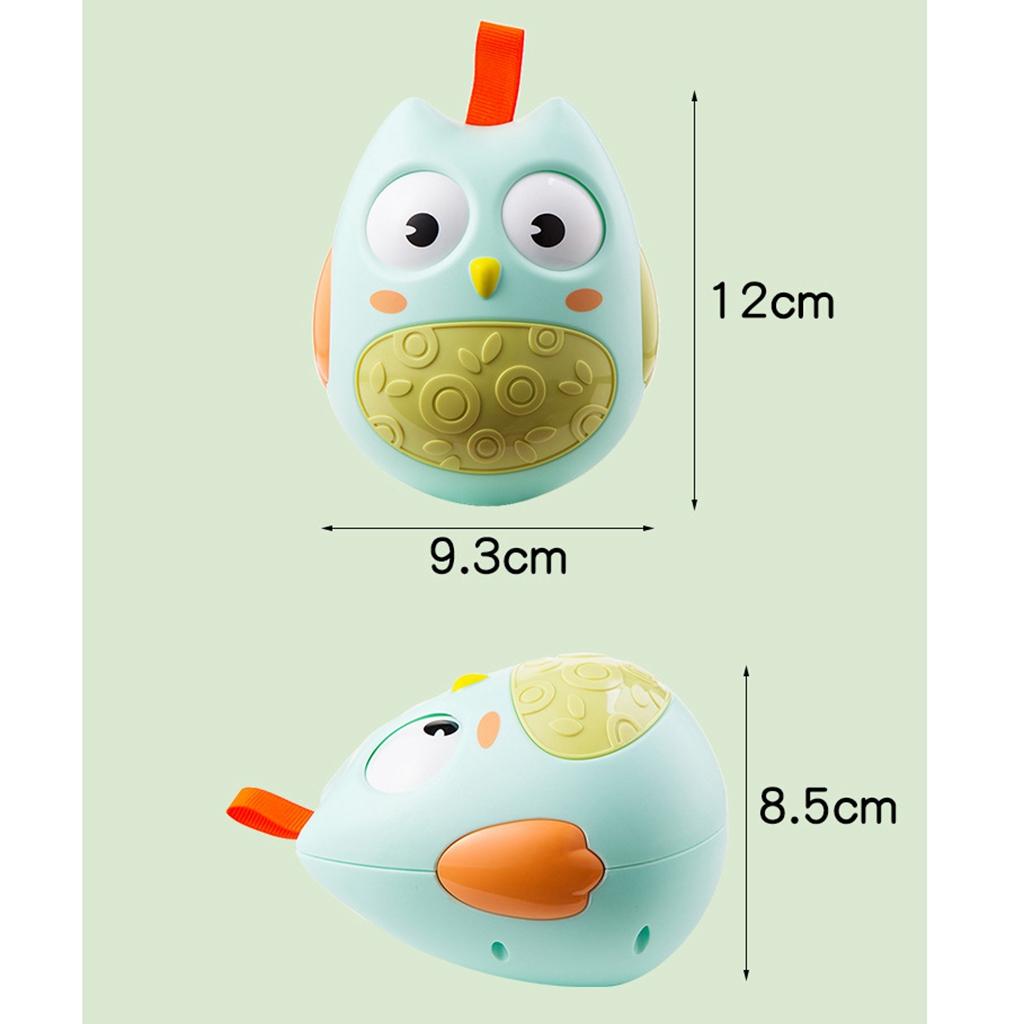 Kids Tumbler Toys Hanging Owl Rattle Baby Roly Poly Rolling Eyes Toys Green