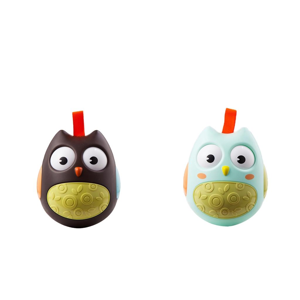 Kids Tumbler Toys Hanging Owl Rattle Baby Roly Poly Rolling Eyes Toys Green