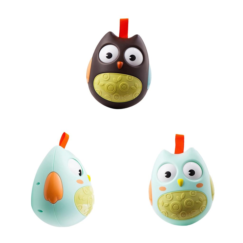 Kids Tumbler Toys Hanging Owl Rattle Baby Roly Poly Rolling Eyes Toys Green