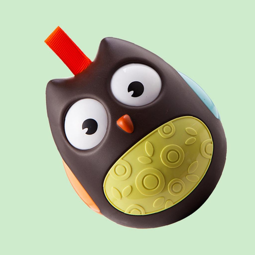 Kids Tumbler Toys Hanging Owl Rattle Baby Roly Poly Rolling Eyes Toys Brown