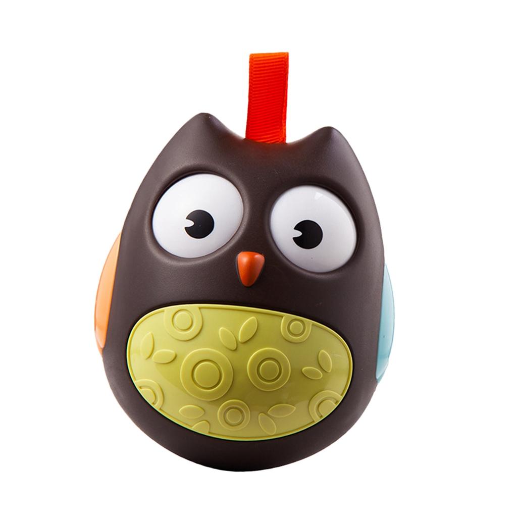 Kids Tumbler Toys Hanging Owl Rattle Baby Roly Poly Rolling Eyes Toys Brown