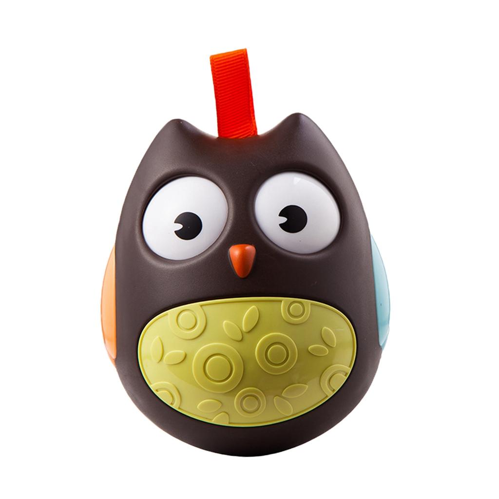 Kids Tumbler Toys Hanging Owl Rattle Baby Roly Poly Rolling Eyes Toys Brown