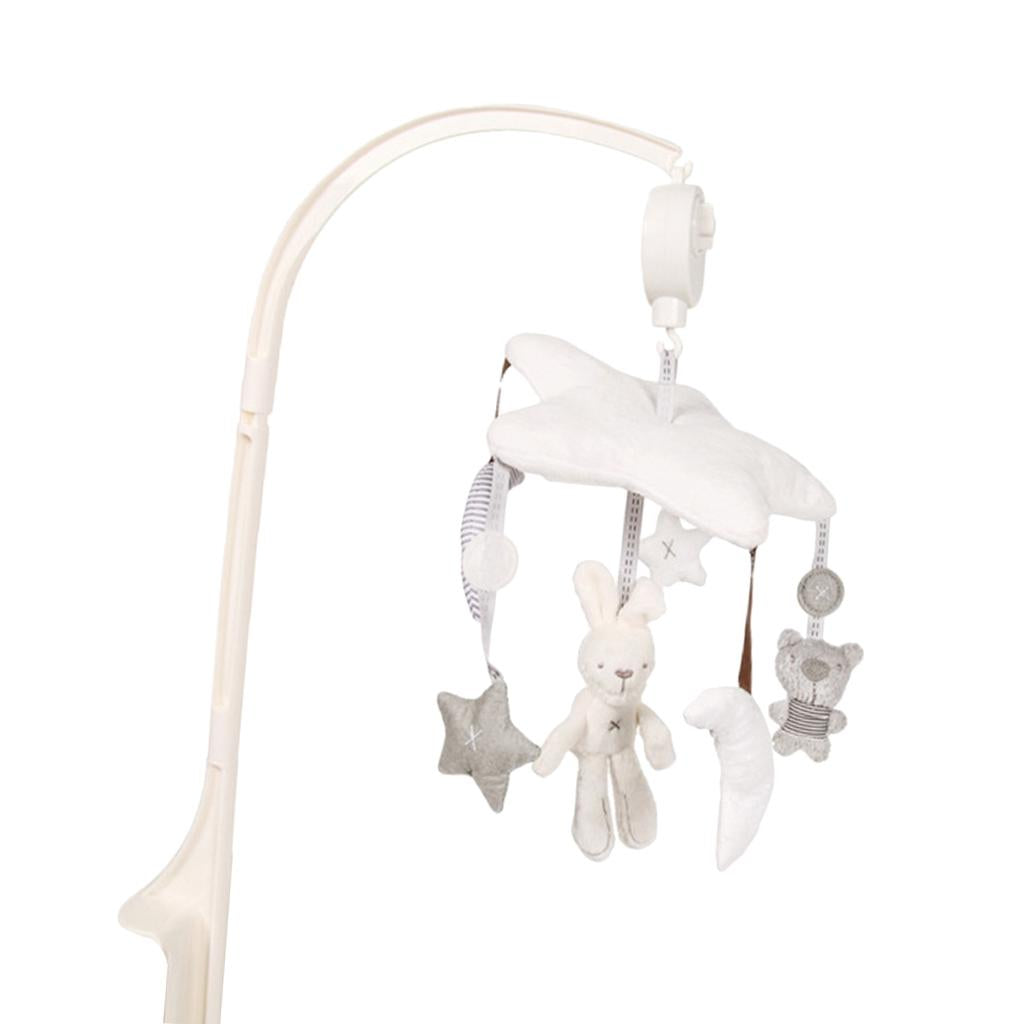 Baby Crib Music Mobile Hanging Rotating Playing Teether White