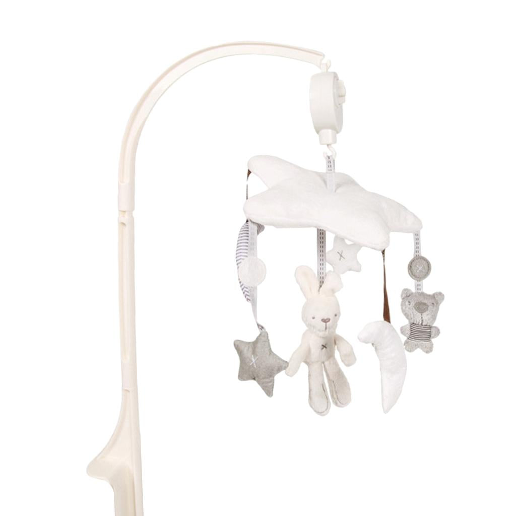 Baby Crib Music Mobile Hanging Rotating Playing Teether White