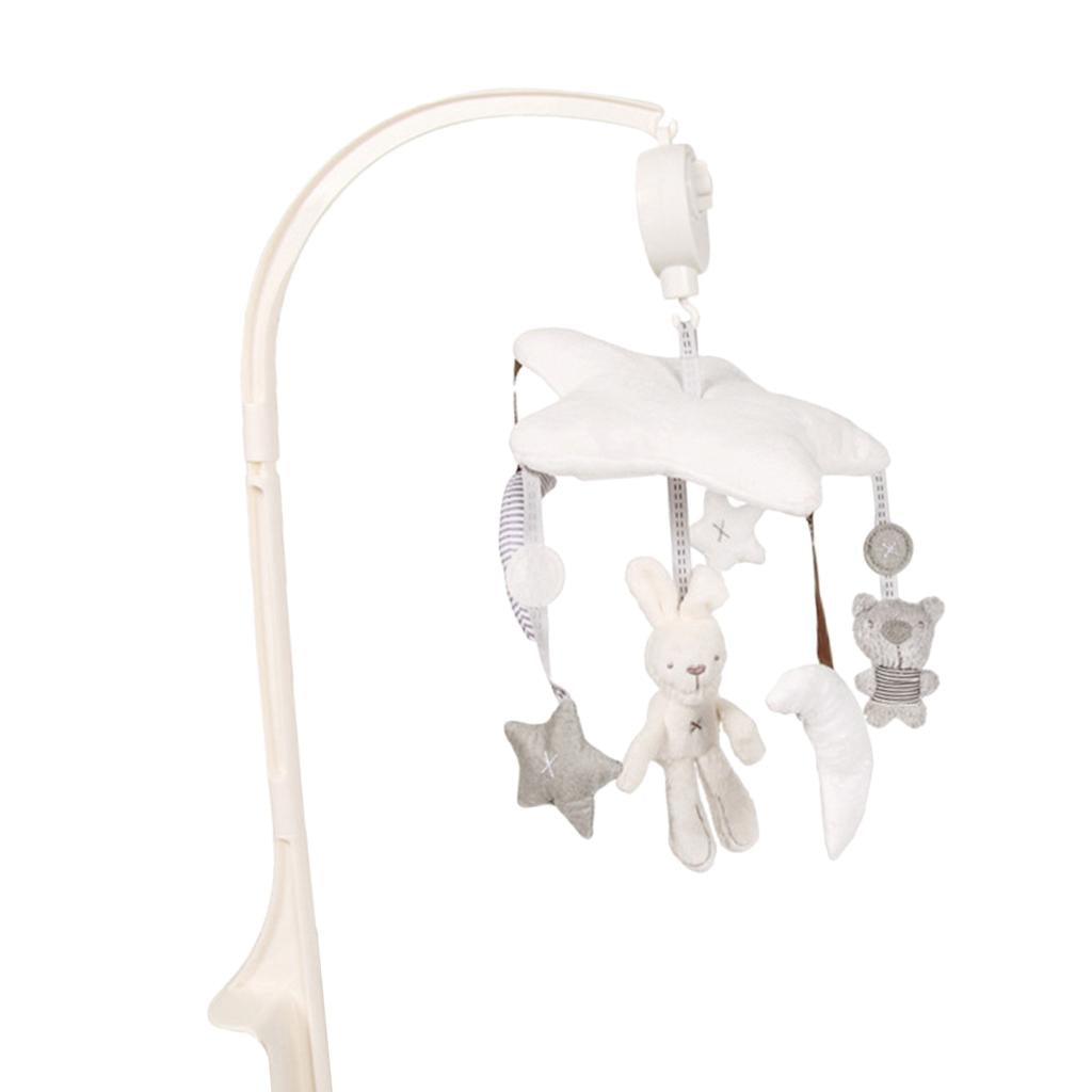 Baby Crib Music Mobile Hanging Rotating Playing Teether White