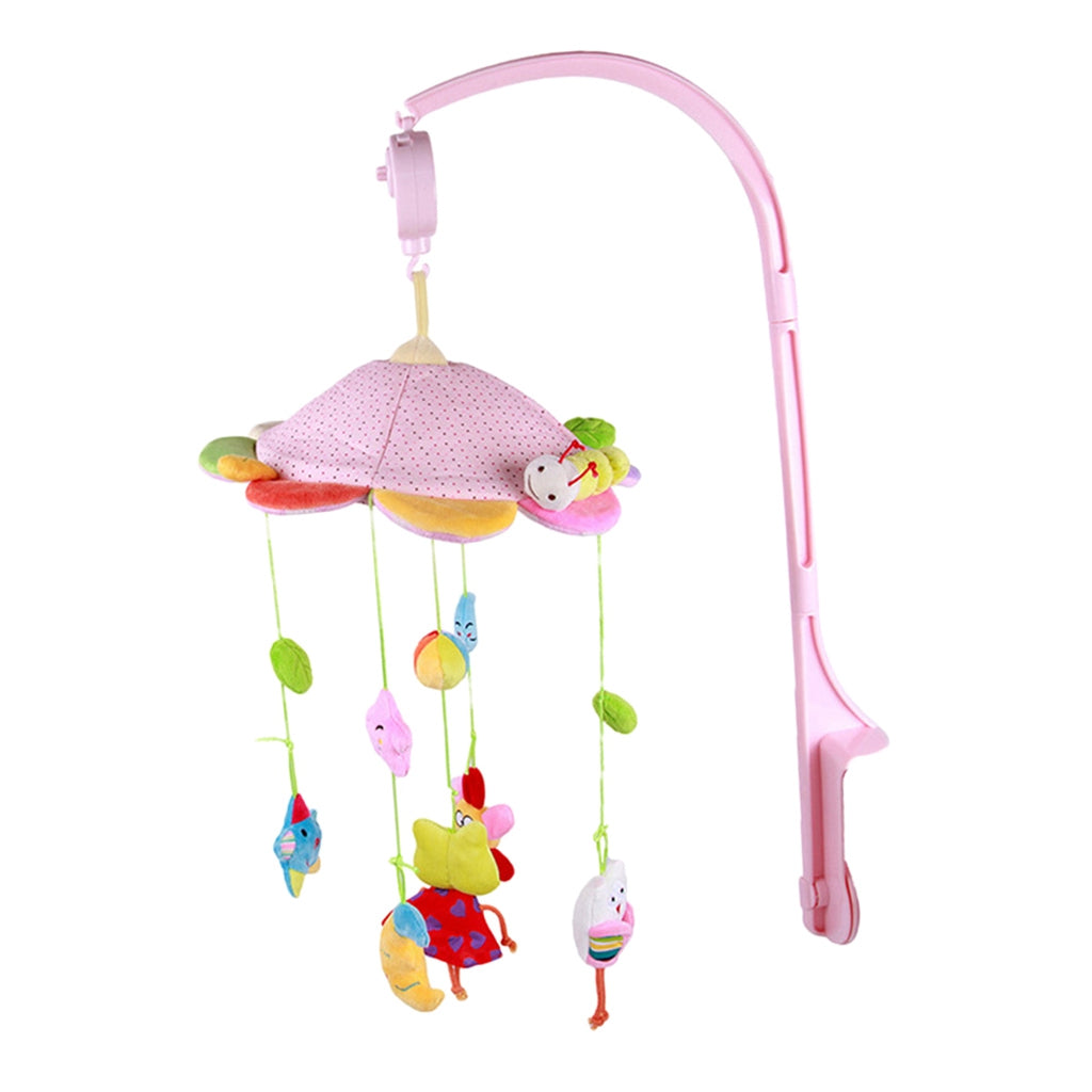 Baby Crib Music Mobile Hanging Rotating Playing Teether Pink