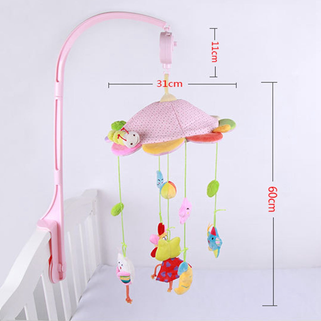 Baby Crib Music Mobile Hanging Rotating Playing Teether Pink