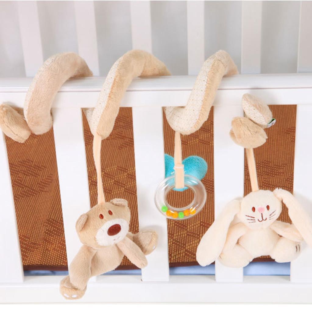 Baby Boys Girls Pram Handbell Stroller Hanging Plush Toy  Bear rabbit