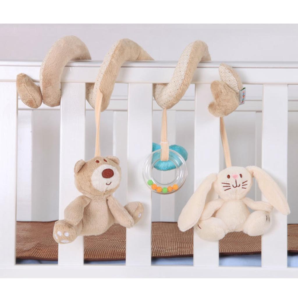 Baby Boys Girls Pram Handbell Stroller Hanging Plush Toy  Bear rabbit