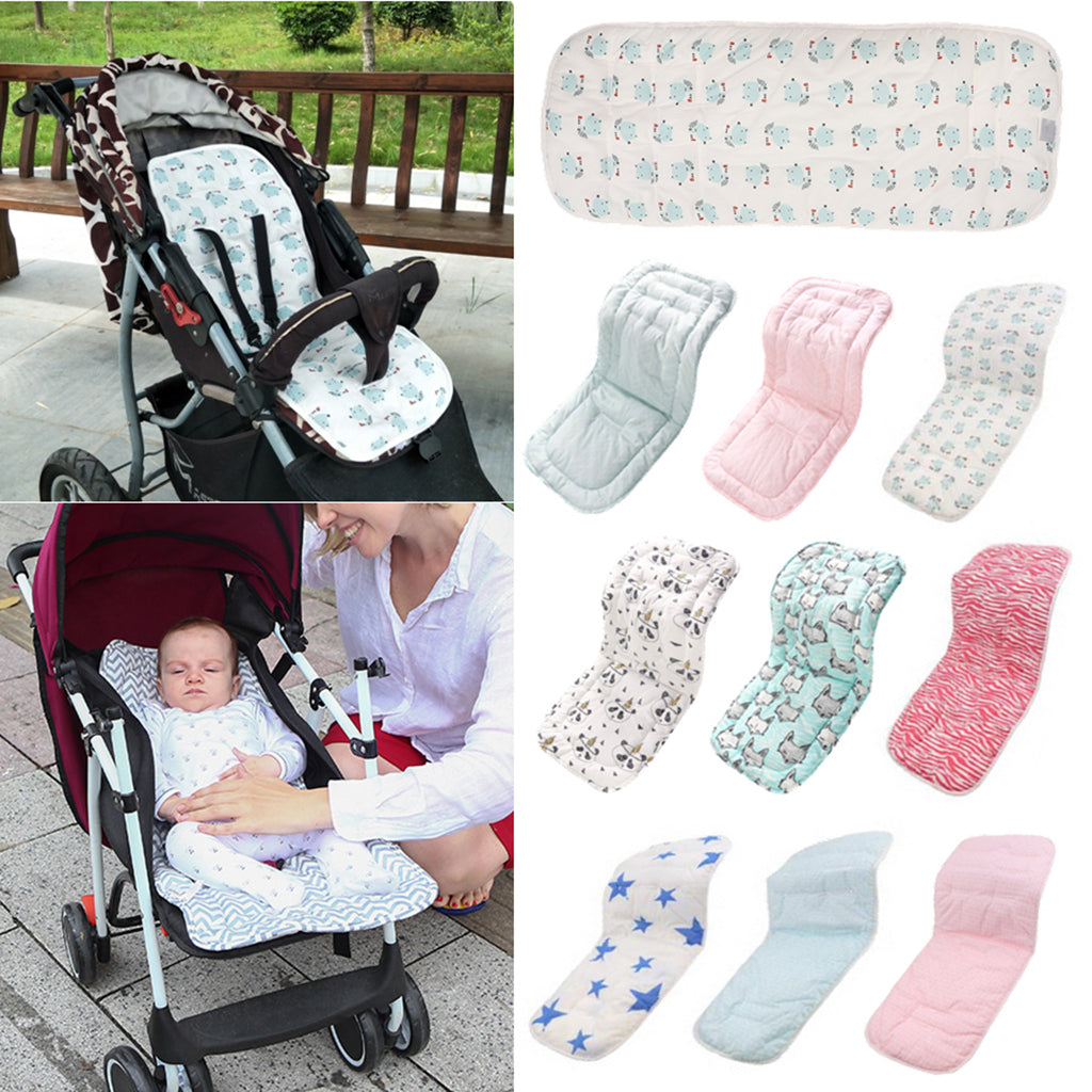 Stroller Car Seat Padding Baby Toddler Pram Liner Pad Cushion Blue flower