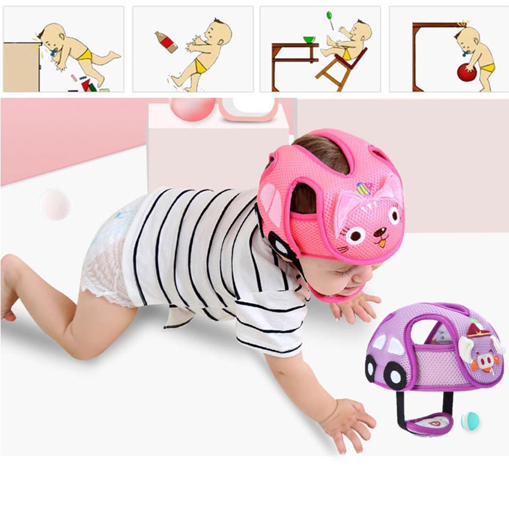 Baby Infant Toddlers Protection Cap Shatter-Resistant Head Cap Pink sloths
