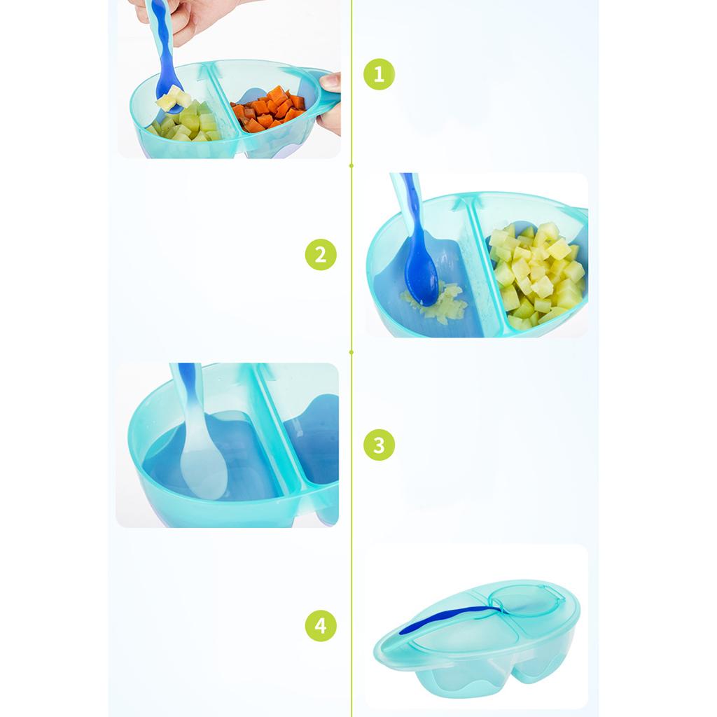 Infant fashion complementary food bowl set baby eating bowl Blue