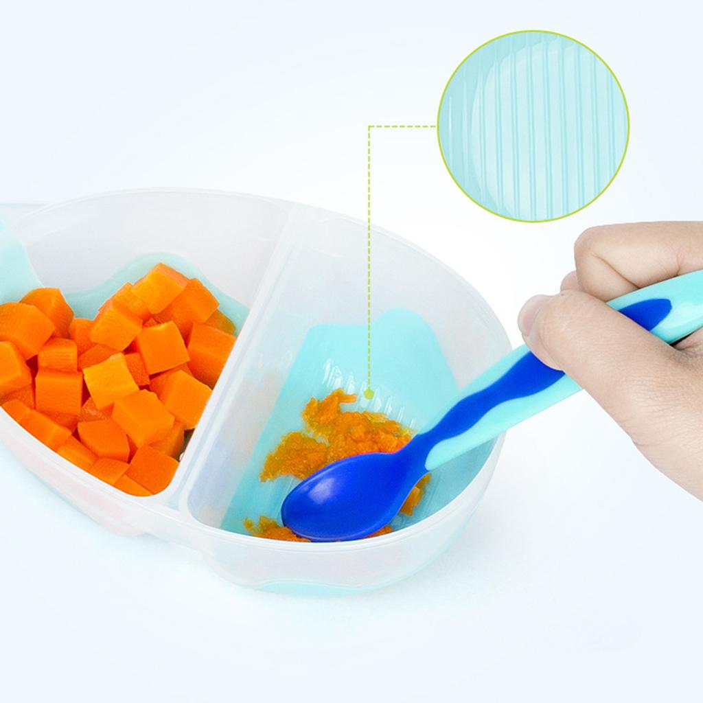 Infant fashion complementary food bowl set baby eating bowl Blue