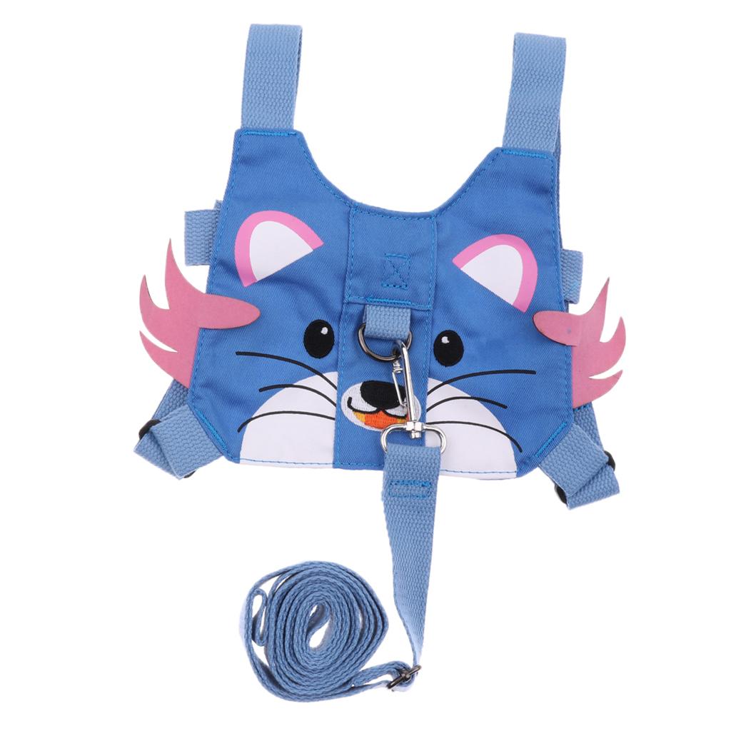 Baby Anti-lost Walking Safety Harness Reins Strap with Leash Blue Tiger