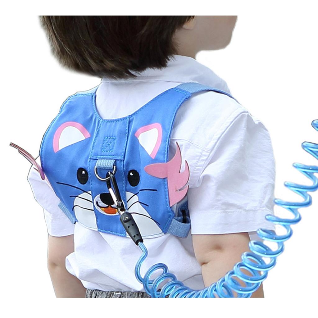 Baby Anti-lost Walking Safety Harness Reins Strap with Leash Blue Tiger