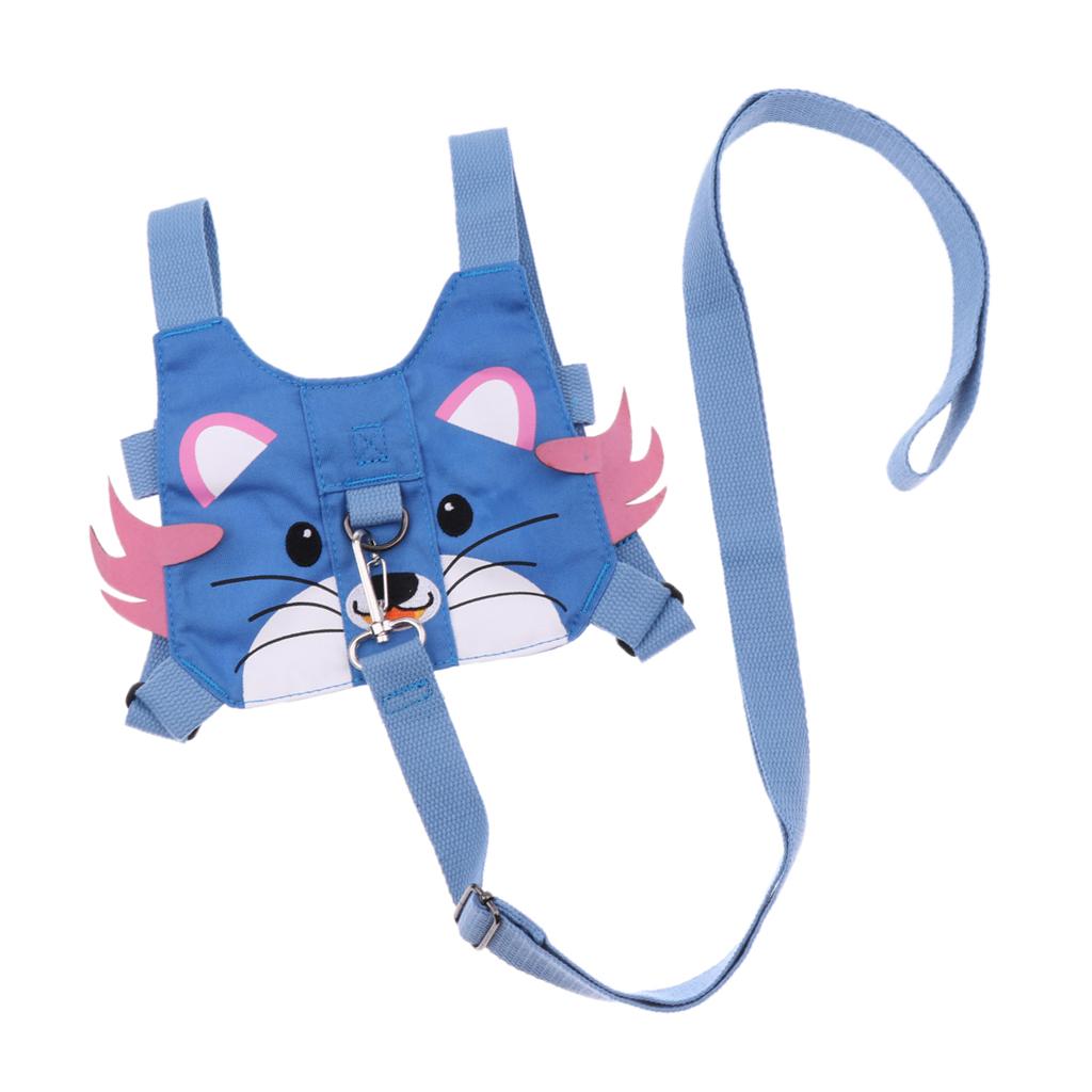 Baby Anti-lost Walking Safety Harness Reins Strap with Leash Blue Tiger